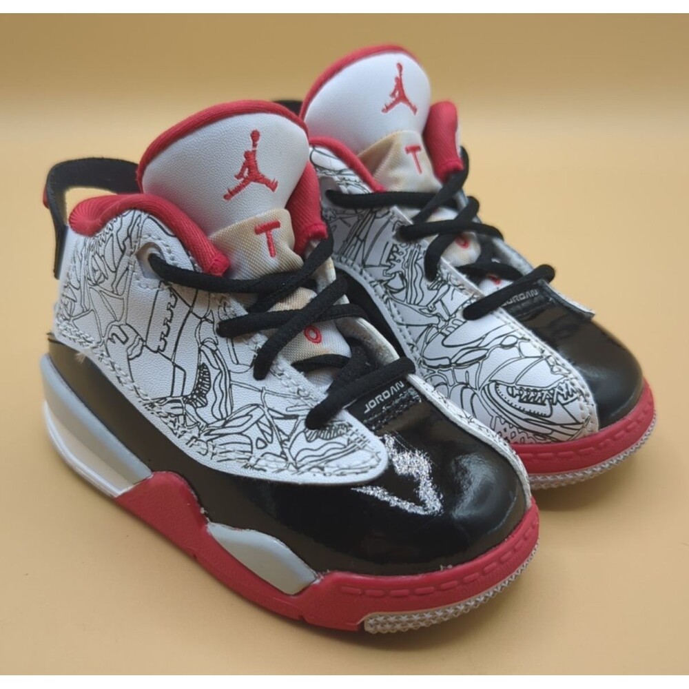 Jordan Kids Black White Red Sneakers